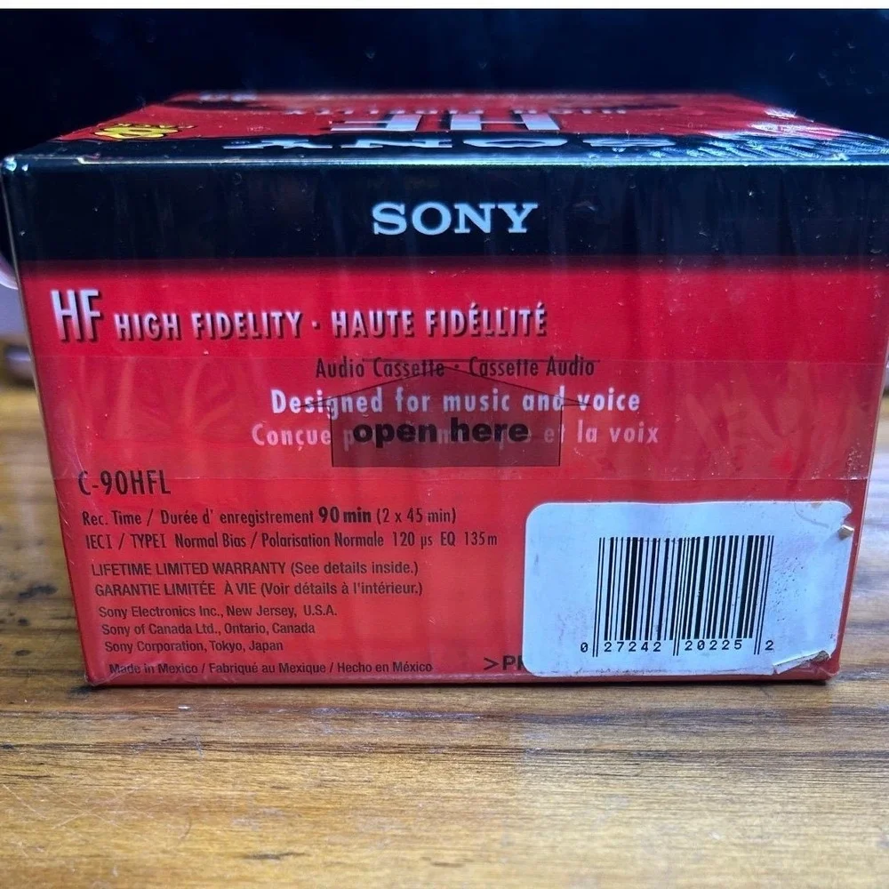 Sony HF 90 Audio Cassette Tapes 8 Pack Red Normal Bias High Fidelity New Sealed